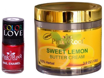 

Pink Root Sweet Lemon Butter Cream 100gm, Nail Paint 15ml(Set of 2)