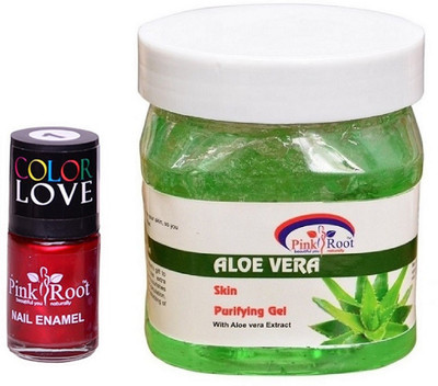 

Pink Root Aloe Vera Gel 500ml, Nail Paint 15ml(Set of 2)