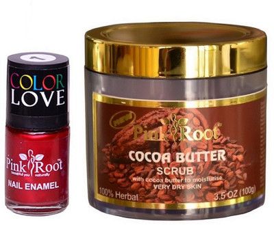 

Pink Root Cocoa Butter Scrub 100gm, Nail Paint 15ml(Set of 2)