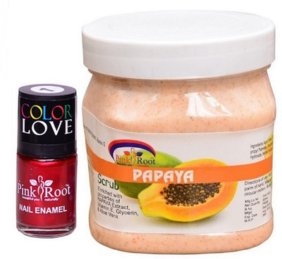 

Pink Root Papaya Scrub 500ml, Nail Paint 15ml(Set of 2)