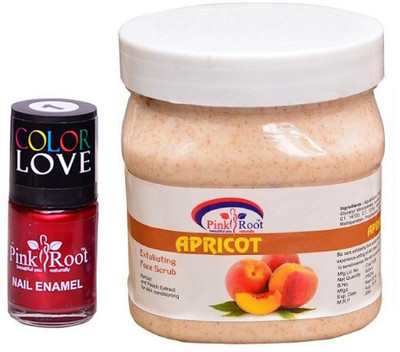 

Pink Root Apricot Scrub 500ml, Nail Paint 15ml(Set of 2)