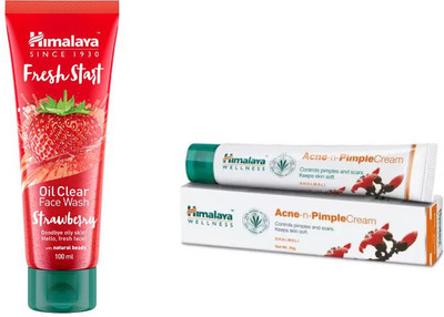

Himalaya oil clear strawberry face wash, acne-n pimple cream(Set of 2)