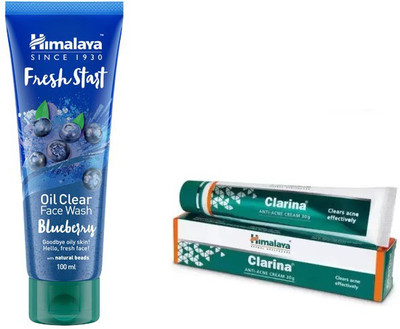 

Himalaya oil clear blueberry face wash, anti acne clarina cream(Set of 2)