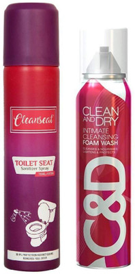 

CLEANSEAT Women Hygiene Combo Clean & Dry Intimate Wash with Clean Seat Toilet Seat Sanitizer(Set of 2)