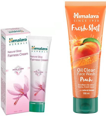 

Himalaya natural glow fairness cream, oil clear peach face wash(Set of 2)