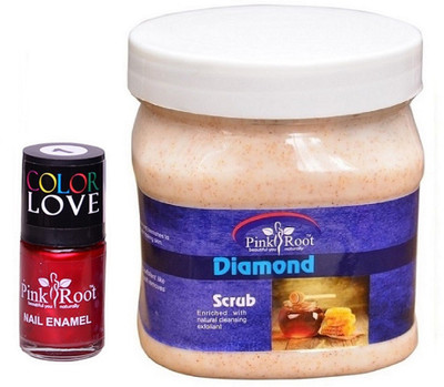 

Pink Root Diamond Scrub 500ml, Nail Paint 15ml(Set of 2)