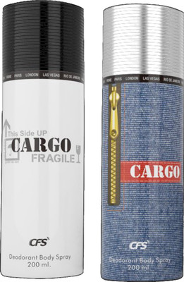 

CARGO CFS WHITE & CFS BLUE DEODORANT BODY SPRAY LONG LASTING 200ML+200ML PACK OF 2 PC Body Spray - For Men & Women(400 ml, Pack of 2)