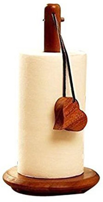 

WoodCart 1 Compartments Wooden Wooden Handmade Standing Tissue Roll Holder Will Lovely Wooden heart(Brown)