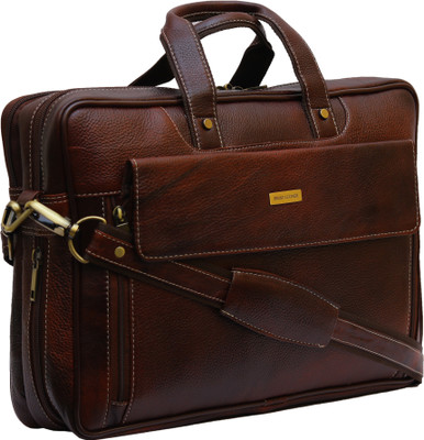 

Brand Leather 15.6 inch Expandable Laptop Messenger Bag(Brown)