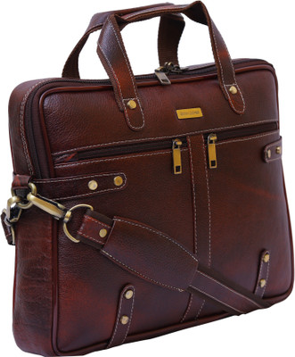 

Brand Leather 14 inch Laptop Messenger Bag(Brown)