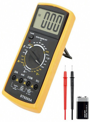 BALRAMA Large Screen + Foldable Stand Professional LCD Display Handheld Electric Tester DT-9205A Digital Multimeter(Black, Yellow 2000 Counts)