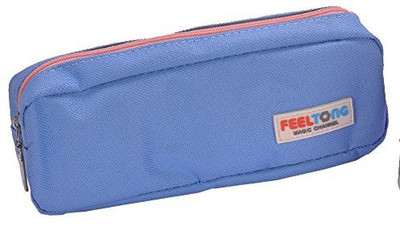 

Enwraps Zipper Pencil Pouch Plain Art Artificial Leather Pencil Box(Set of 1, Blue)