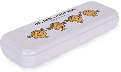 

Enwraps Zipper Pencil Pouch Cartoon Art Metal Pencil Box(Set of 1, White)