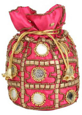 

Aliado Cloth/Textlie/Fabric Embellished Pink Coloured Potli Bag Potli(Pink)