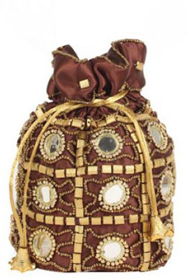 

Aliado Cloth/Textile/Fabric Embellished Coffee Brown Potli Bag Potli(Brown)