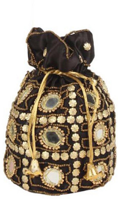 

Aliado Cloth/Textile/Fabric Embellished Black Coloured Potli Bag Potli(Black)
