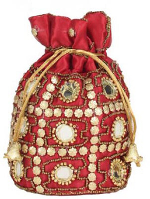 

Aliado Cloth/Textile/Fabric Embellished Magenta Potli Bag Potli(Pink)