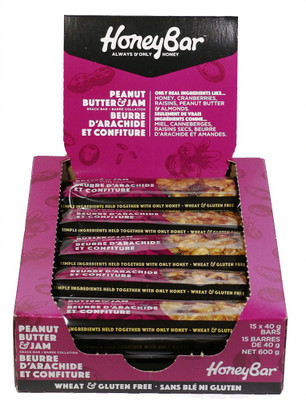 

HoneyBar Snack Bars Peanut Butter & Jam (15 bars X 40g) Energy Bars(600 g, Peanut Butter & Jam)
