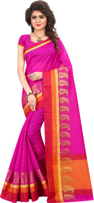 Sareeberry Woven Kanjivaram Cotton Blend, Poly Silk Saree(Pink)