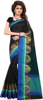 Sareeberry Woven Kanjivaram Cotton Blend, Poly Silk Saree(Black) Sareeberry Woven Kanjivaram Cotton Blend, Poly Silk Saree(Black)