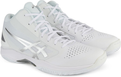 

Asics GELHOOP V 10 Basketball Shoes For Men(White, Grey, 193