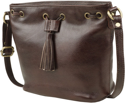 

LeWIS Girls Brown Genuine Leather Sling Bag