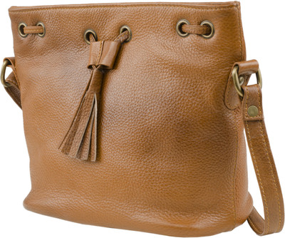 

LeWIS Girls Tan Genuine Leather Sling Bag