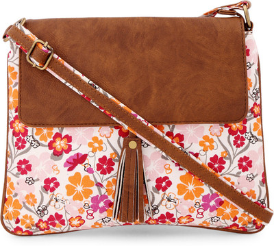 Vivinkaa Women Orange Cotton Sling Bag
