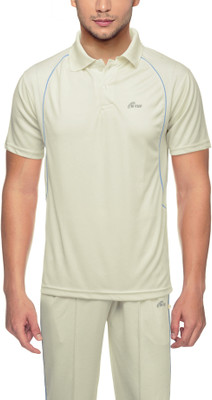 B-Tuf Solid Men Polo Neck White T-Shirt