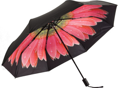

HOSHI THREE FOLD MANUAL OPEN RED FLOWER INSIDE Umbrella(Red)
