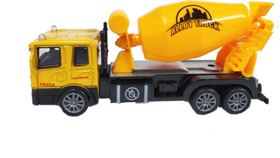 

Emob Engineering Construction Cement Mixer Die Cast Metal Pull Back Truck Toy with Light and Sound Features(Multicolor)