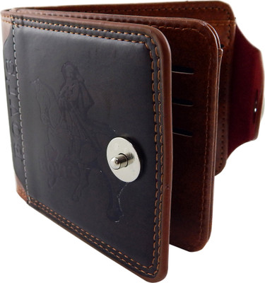 

Bovi'S Men Multicolor Artificial Leather, Fabric Wallet(9 Card Slots), Black;tan