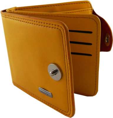 

Bovi'S Men Yellow Artificial Leather, Fabric Wallet(9 Card Slots)