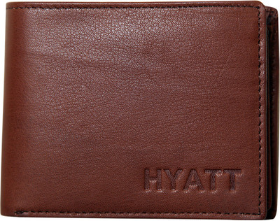 

HYATT Men Tan Genuine Leather Wallet(12 Card Slots)