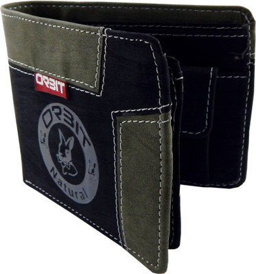 

Orbit Men Black Genuine Leather Wallet(5 Card Slots), Black;green