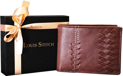 

LOUIS STITCH Men Brown Genuine Leather Wallet(8 Card Slots), Antique brown