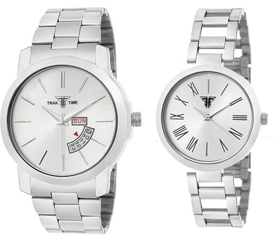 

Traktime White Dial Couple Combo Watch for Men And Women - Unique Stainless steel Analog quartz Couple wrist watch - Valentine Gift for Girlfriend, Wife Watch - For Couple