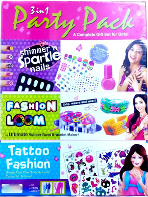 

Grab Offers Perfect 3 in 1 Part Pack Shimmer Sparkle Salon,Fashion Loom,And Tatto Fashion For Kids.