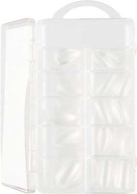 

Foolzy Oval Nails Tips Clear Full Cover Acrylic False Nails 10 Sizes 100pcs For Nail Art White(Pack of 100)