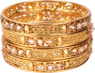 Shiv_Jewels Alloy Crystal Copper Bangle Set(Pack of 4)