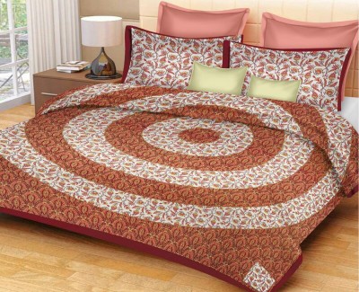 RS ENTERPRISES 120 TC Cotton Double Printed Flat Bedsheet(Pack of 1, Maroon)