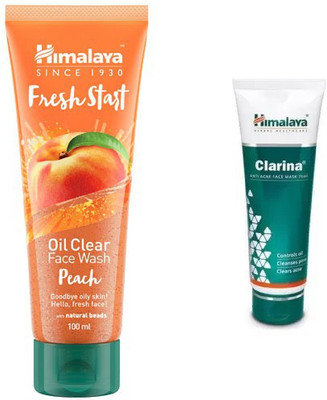Himalaya fresh start oil clear peach face wash, clarina anti acne face mask(Set of 2)