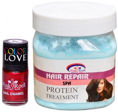 

Pink Root Hair Repair Spa 500ml, Nail Paint 15ml(Set of 2)
