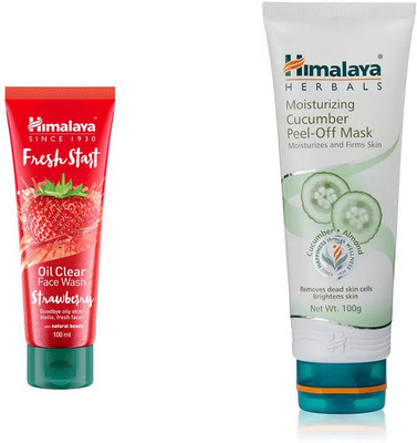 

Himalaya Fresh Start Oil Clear Strawberry Face Wash, Moisturizing Cucumber Peel Off Mask(Set of 2)