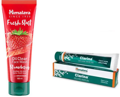 

Himalaya oil clear strawberry face wash, anti acne clarina cream(Set of 2)