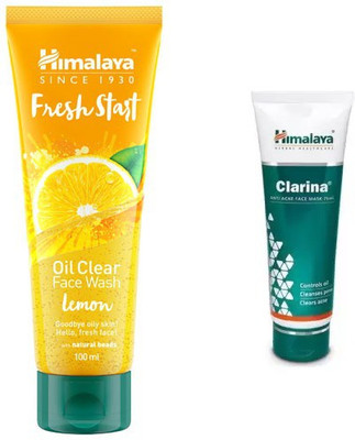 

Himalaya fresh start oil clear lemon face wash, clarina anti acne face mask(Set of 2)