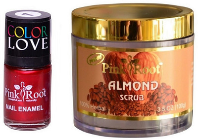 

Pink Root Almond Scrub 100gm, Nail Paint 15ml(Set of 2)