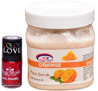 

Pink Root Orange Scrub 500ml, Nail Paint 15ml(Set of 2)