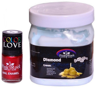 Pink Root Diamond Cream 500ml, Nail Paint 15ml(Set of 2)