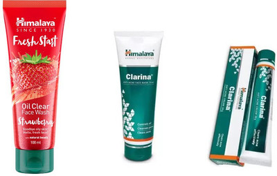 

Himalaya fresh start oil clear strawberry face wash, clarina anti acne face mask , clarina anti acne cream(Set of 3)